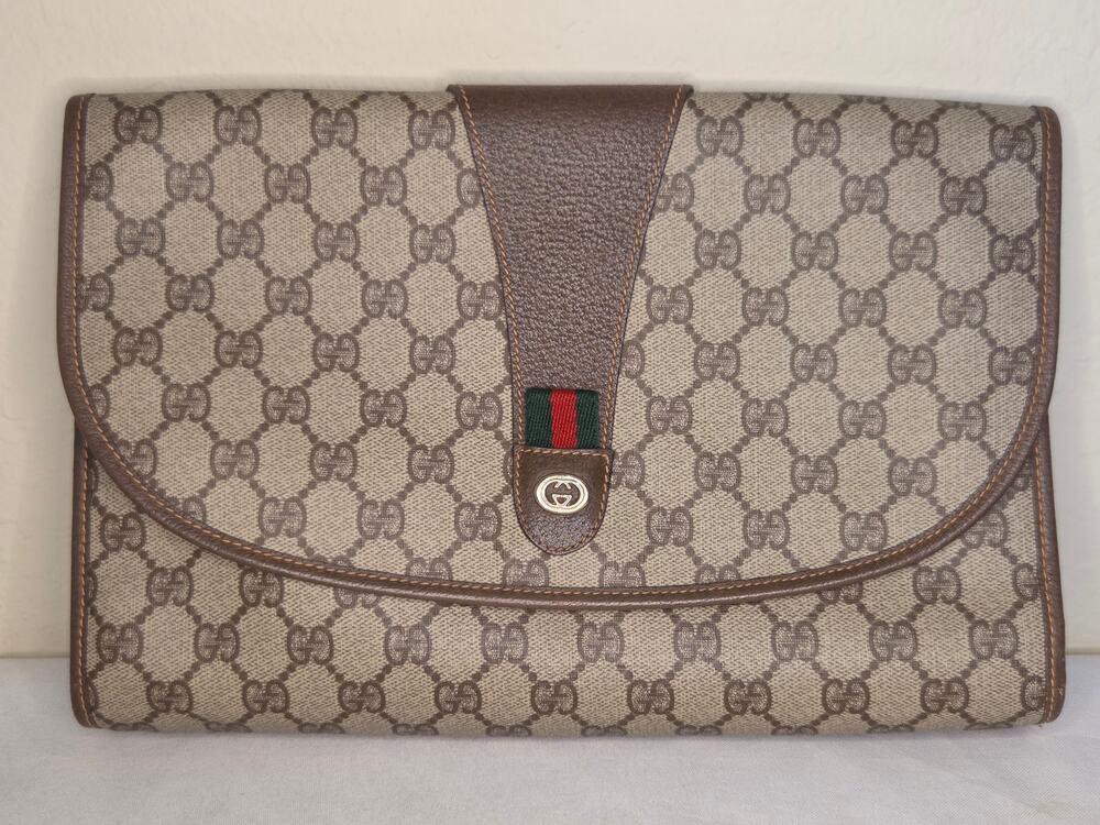 Gucci GG Supreme Clutch Bag Envelope Pouch Ophidia Vintage Monogram